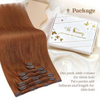 Ve Sunny Clip in Hair Extensions Real Human Hair Ginger Copper Clip in Extensions for Women Natural Human Hair Extensions Straight 7pcs 16 inch 120g