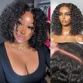 LUVME HAIR 5X5 Deep Curly 10 Inches100% Human Hair Wigs Curly Deep Wave Glueless Lace Front 10 Inches, Pre Cut Plucked Hd Lace Short Wig Ready To Go Natural Color Straight Bleached Knots Black Wigs