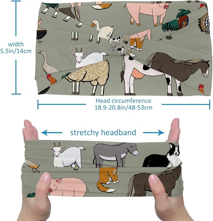 6 Pcs Stretchy Headbands for Women, Absorbed Sport Headband Soft Twist Knotted Headbands for Daily Life Yoga Workout, Dogs Collection Multi Animal