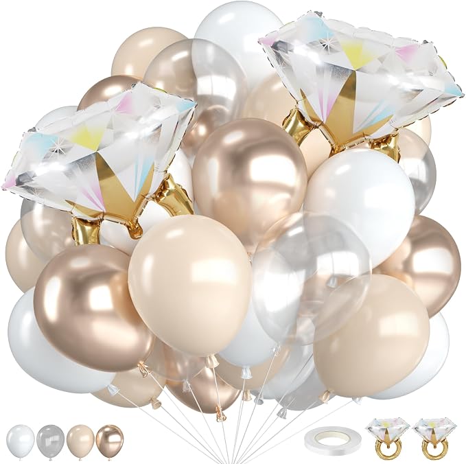 Beige White Gold Balloons, 12 Inch Nude Metallic Champagne Gold Cream White by FunHot