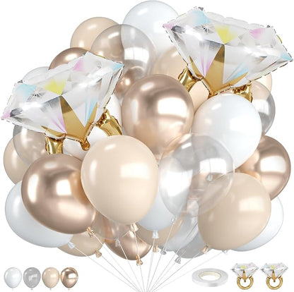 Beige White Gold Balloons, 12 Inch Nude Metallic Champagne Gold Cream White by FunHot