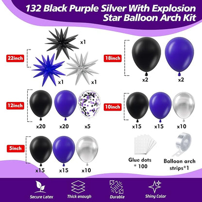 Purple and Black Balloon Arch Kit - Image 2