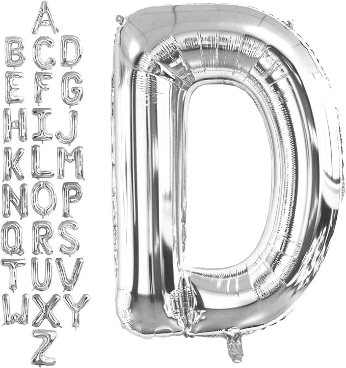 40 Inch Silver Letter D Balloons, DIY Phrase Foil Alphabet Letter D Balloons by LHOAVWE