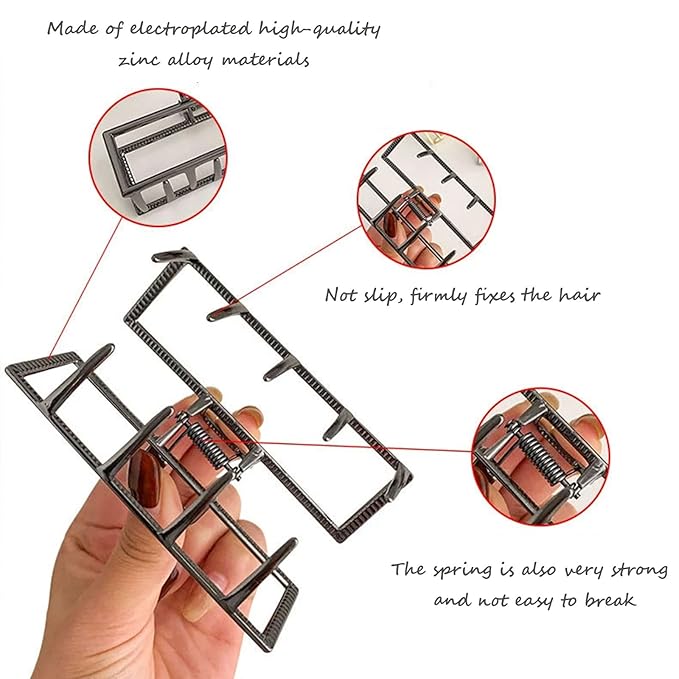 8 Pieces Metal Hair Claw Clips Set, Includes 3 Inches Large Size Hair Catch Barrette Jaw Clamp and 1.6 Inches Small Half Bun Hairpins for Women, Hair Accessories