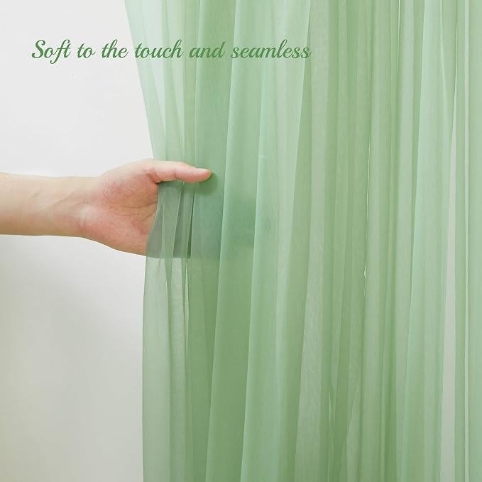 10x8ft Olive Green Tulle Backdrop Curtain - Image 5
