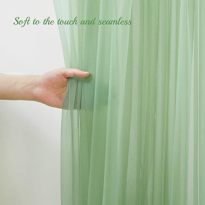 20x8ft Olive Green Tulle Backdrop Curtain - Image 3