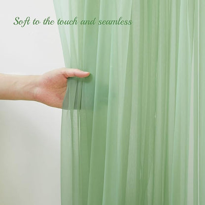 30x10ft Olive Green Tulle Backdrop Curtain - Image 3