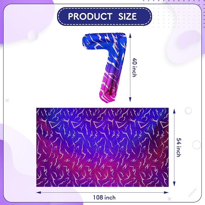 2pcs Purple Demon 54''x108'' Birthday Tablecloth and 40 Inches Number 7 Hunters - Image 3