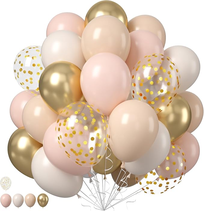 Blush Gold Beige Neutral Balloons by Saxuxu