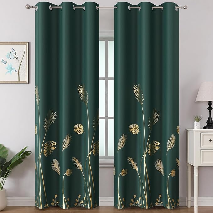 Green Blackout Curtains for Living Room 84 Inch Length 2 Panels Set, Room by ESTELARTEXTILER