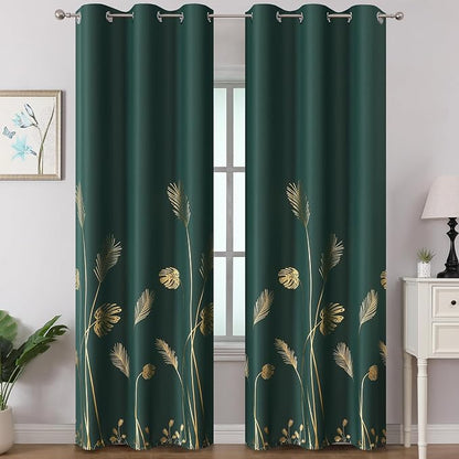 Green Blackout Curtains for Living Room 84 Inch Length 2 Panels Set, Room by ESTELARTEXTILER