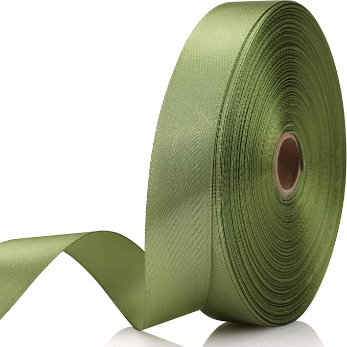 7/8 Inch 60 Yards Olive Green Satin Craft Ribbon-Single Face Polyester Ribbon by Unknown