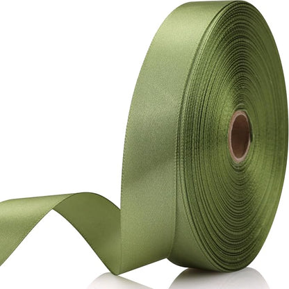 7/8 Inch 60 Yards Olive Green Satin Craft Ribbon-Single Face Polyester Ribbon by Unknown