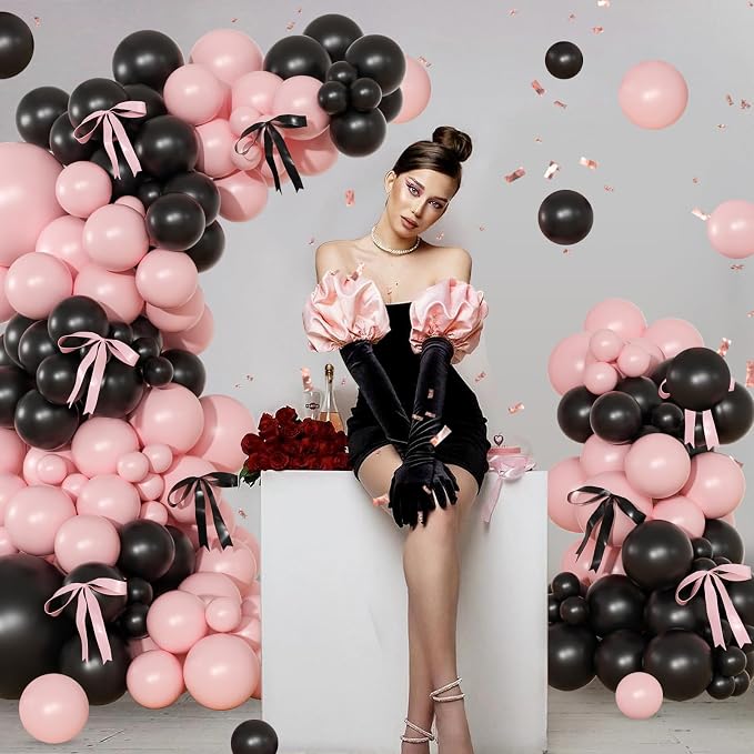 141Pcs Pink and Black Balloon Arch Kit, Birthday Decorations | Pink and Black - Image 7