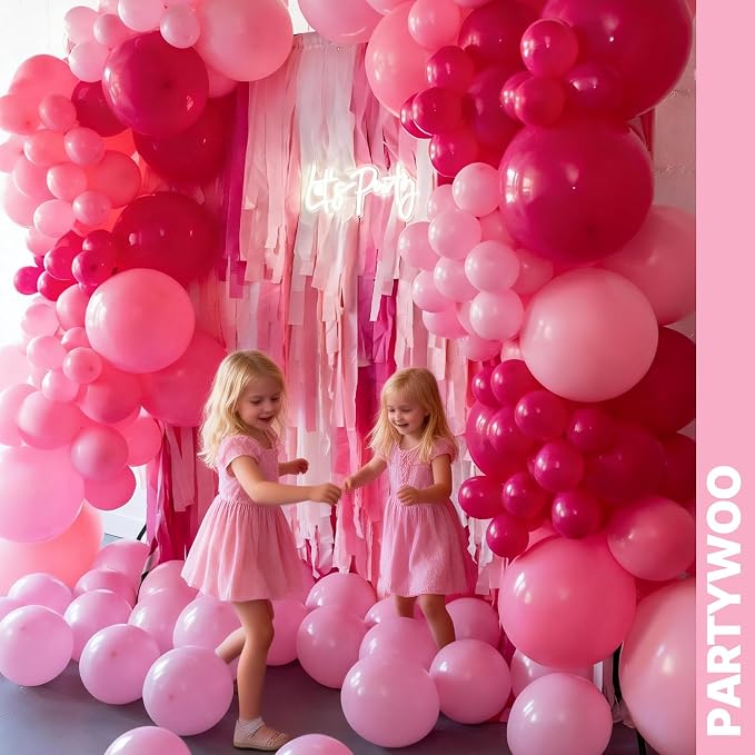 PartyWoo Pink Balloons 66pcs Pack Hot Pink Latex Helium Balloons | Pearl Pink - Image 7
