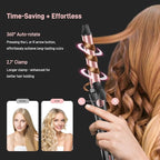 Rotating Curling Iron - 3 in1 Automatic Curling Irons with Interchangeable CurlingWand, 3/4, 1 1/4, 1 Inch for Lasting Beach Waves, Adjustable Temp, Instant Heat, Dual Voltage (Rose Gold)