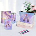 Personalized Gifts Monogrammed Birthday Gifts for Women, Bridesmaid Bachelorette Party Wedding Christmas Initial 20 oz Tumbler, Makeup Bag Pens Journal Notebook 6 Set, (Aesthetic Purple Flower A)
