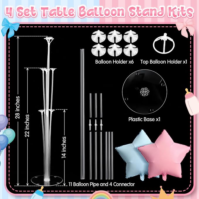 Lunmon 4 Set Boho Gender Reveal Balloon Stand Kit - Image 3