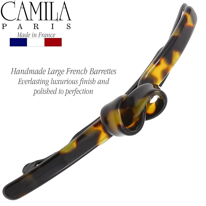 Camila Paris CP3352 French Hair Barrette Clip for Girls, Handmade, Tokyo, Metal-Free Closure Strong Hold Grip Hair Clips for Women, No Slip Durable Styling Girls Hair Accessories, Made in France