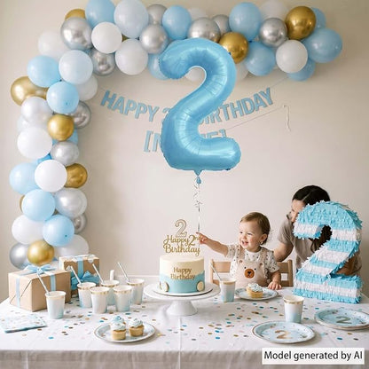 Pearlescent Blue Number 2 Balloon 40 Inch, Shiny Foil - Image 6