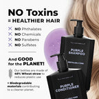 Purple Shampoo and Conditioner for Blonde Hair Women & Men – Blonde & Silver Hair Toning – Anti-Brass Sulfate Free Shampoo and Conditioner 17oz
