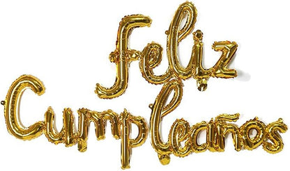 Feliz Cumpleanos Gold Small Letters Conjoined Balloons Feliz Cumpleanos Gold by ZHENGYE