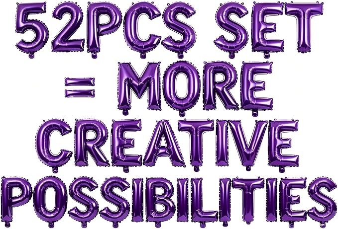 52 Pcs Purple Letter Balloons, Custom 2 Set A-Z Set by GOGAKIE