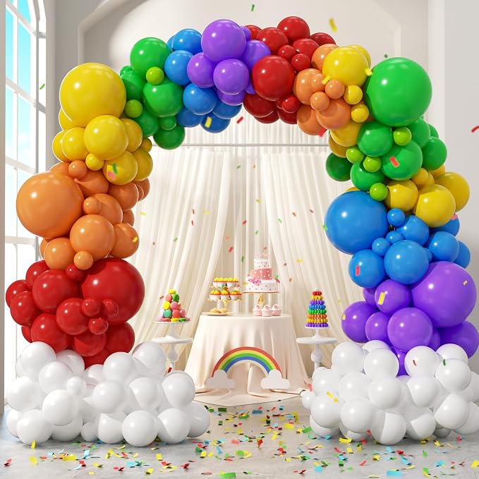 164pcs Colorful Balloon Arch Kit Red Purple Yellow Blue Green Balloons | by Leraqertra