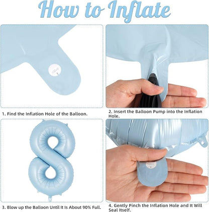 Light Blue Number 8 Balloon, 40 Inch Big Large Foil Number Balloons, Giant - Image 7