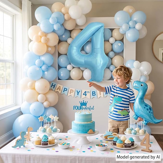 Pearlescent Blue Number 4 Balloon 40 Inch, Shiny Foil - Image 2