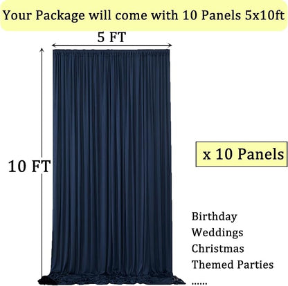 50ftx10ft Wrinkle Free Navy Blue Backdrop Curtains - Image 3