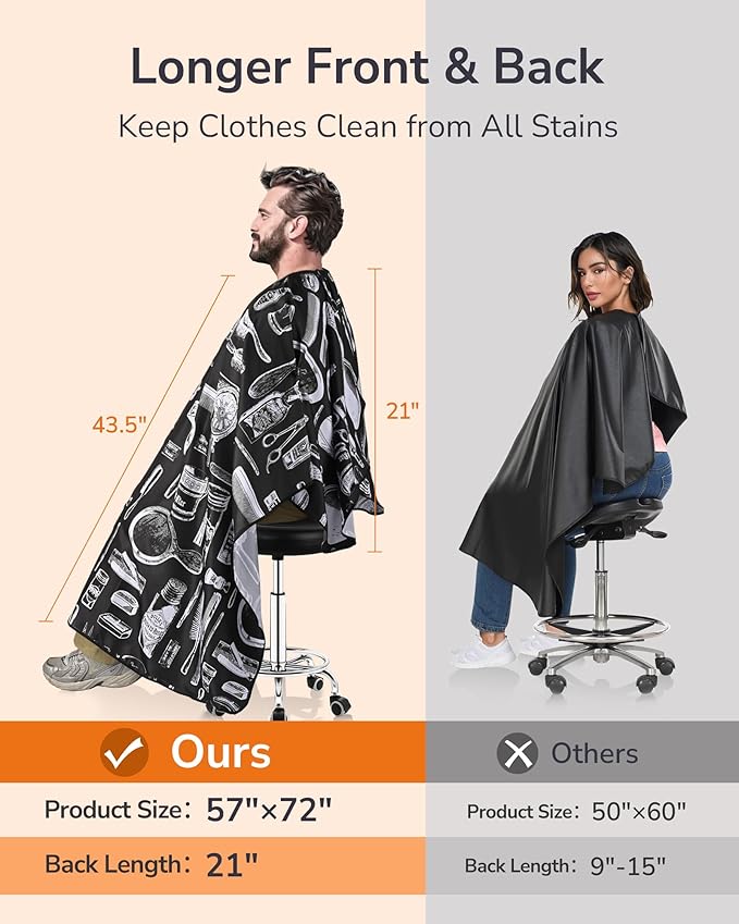 ULG Professional Hair Cutting Cape with Neck Duster Brush Waterproof Extra Large Size Salon Barber Cape Haircut Cape for Men