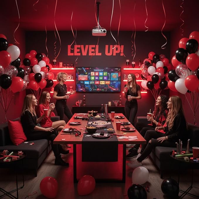 LovesTown 60PCS Black Red Balloon Garland Kit, 12inch Arch Kit Confetti - Image 2