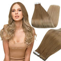 Full Shine Tape in Hair Extensions Real Human Hair 20 Inch Tape in Extensions Human Hair Color 10 Golden Brown to 14 Dark Blonde Remy Balayage Hair Extensions Tape ins 20 Pcs 50 Gram Straight Hair