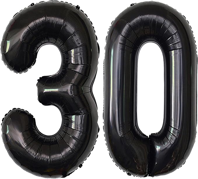 Black 30 Number Balloons Giant Jumbo Number 30 Foil Mylar Balloons by COLORFULELVES