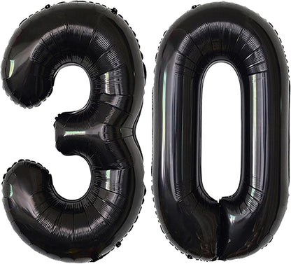 Black 30 Number Balloons Giant Jumbo Number 30 Foil Mylar Balloons by COLORFULELVES