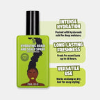 Pardon My Fro Braid & Scalp Hydrating Spray – Moisturizing Scalp Health Treatment for Dry, Itchy Scalp, Hair Hydration, Non-Oily Leave-In Spray for Women, Hyaluronic Acid Infused Hair Care Solution