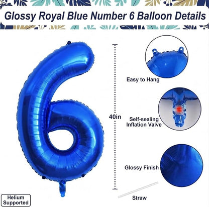 Navy Blue Number 16 Balloon 40 Inch, Shiny Foil Sweet 16 Party Supplies | Deep - Image 4