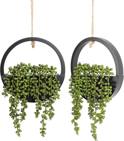 2pcs Artificial Succulents Hanging Plants 12.2'' Fake String of Pearls in Pot by FloweroyalCrafts