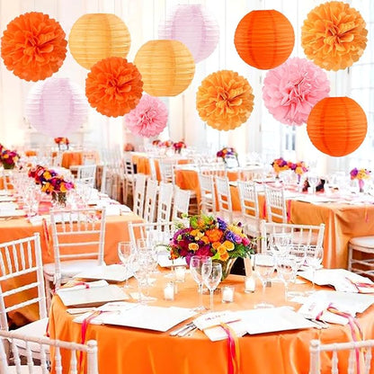Pink-Orange Groovy Party-Decorations Paper-Flowers Lanterns - Image 4
