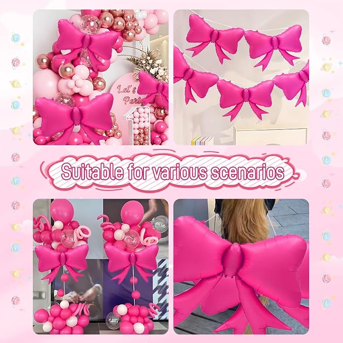 6pcs Jumbo Oversized Ribbon Balloons Coquette Bow Balloons Bow Party Coquette - Image 5