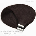 Lacer Tape in Hair Extensions Human Hair Darkest Brown Tape in Extensions Real Human Hair Skin Weft Invisible Double Side Glue in Extensions Human Hair Silky 12 Inch 30g 20pcs