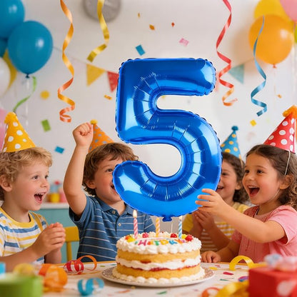 40 Inch Number 5 Balloons for 5th Birthday Party Decorations, 0-100 Dark Blue - Image 2