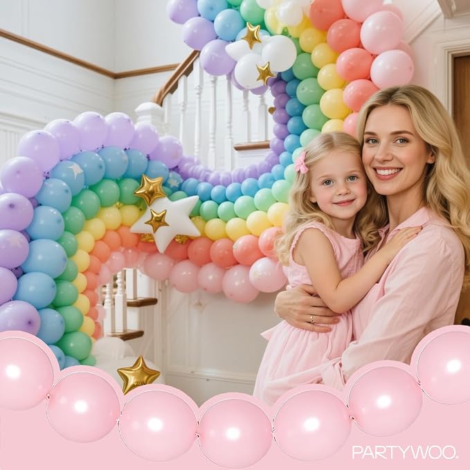 PartyWoo Pastel Linking Balloons 100pcs 6 Inch Rainbow Link Balloons | - Image 2