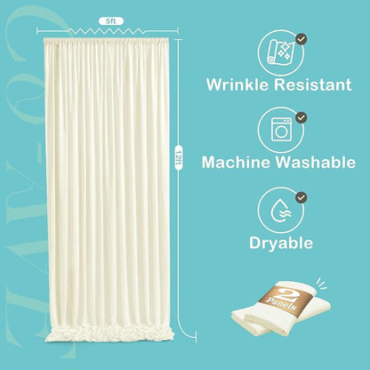 12ft x 10ft Ivory Backdrop Curtains - Image 9