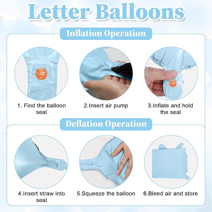 40inch Baby Blue BRIDE Letter Balloons, Giant Pastel Blue Bride Foil Helium - Image 8
