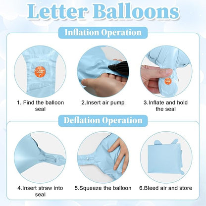 40inch Baby Blue BRIDE Letter Balloons, Giant Pastel Blue Bride Foil Helium - Image 8