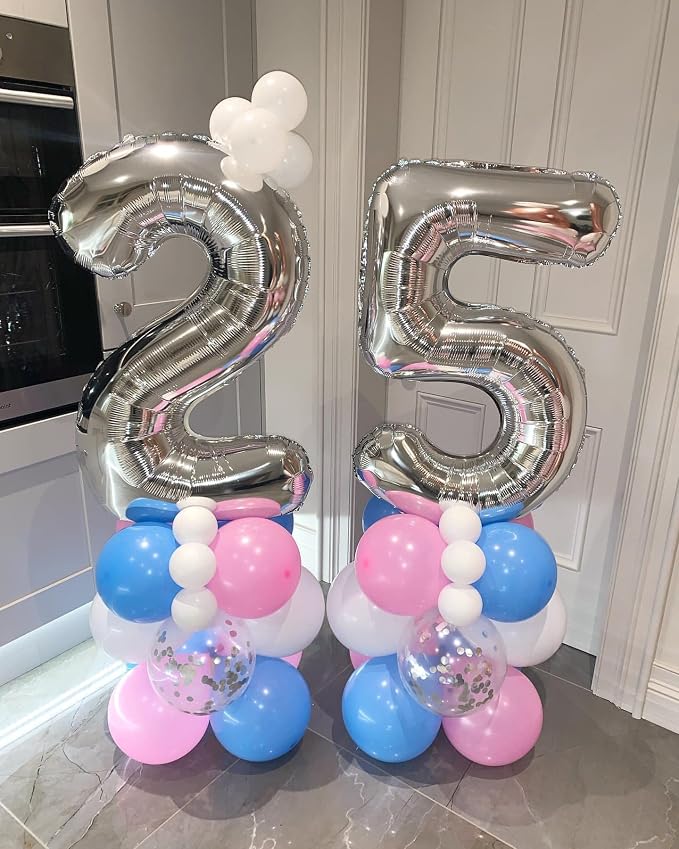 40 Inch Silver 26 Number Balloons Giant Jumbo Huge 26 or 62 Foil Mylar Helium - Image 3