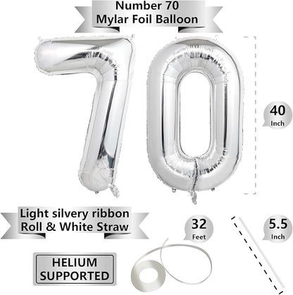Number Balloons Silver Party Balloon - Image 2