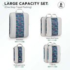 6 Set Compression Packing Cubes for Travel Essentials,Compressible Expandable Packing Cubes for Suitcase,OlarHike Luggage Organizer Bags for Travel(Dark Blue Floral)